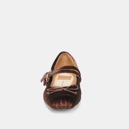 Gibsen Chocolate Velvet Ballet Flats Dolce Vita