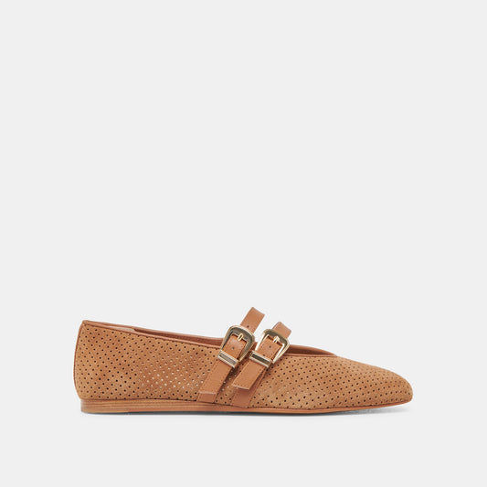 Baylee Pecan Perforated Suede Ballet Flats Dolce Vita
