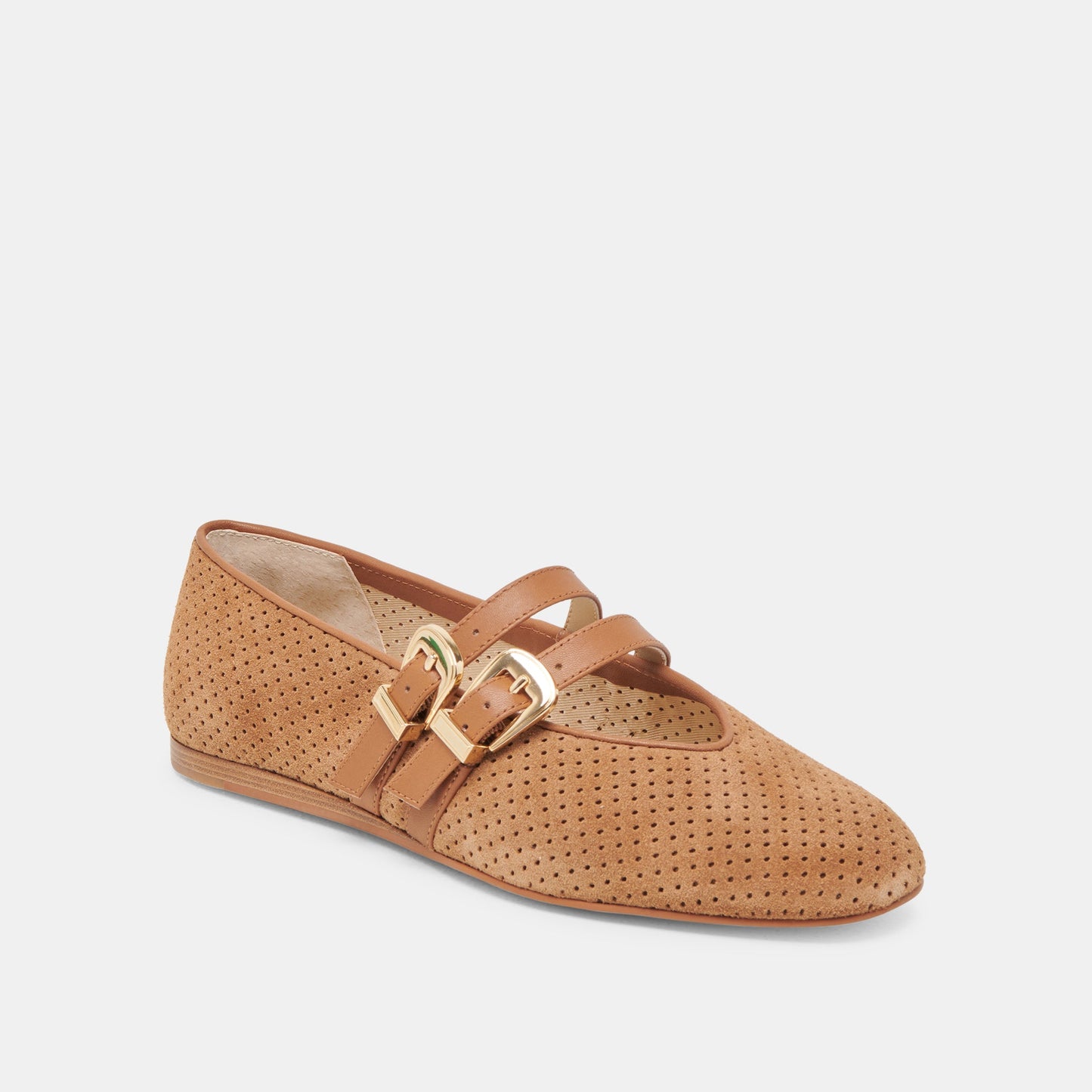 Baylee Pecan Perforated Suede Ballet Flats Dolce Vita