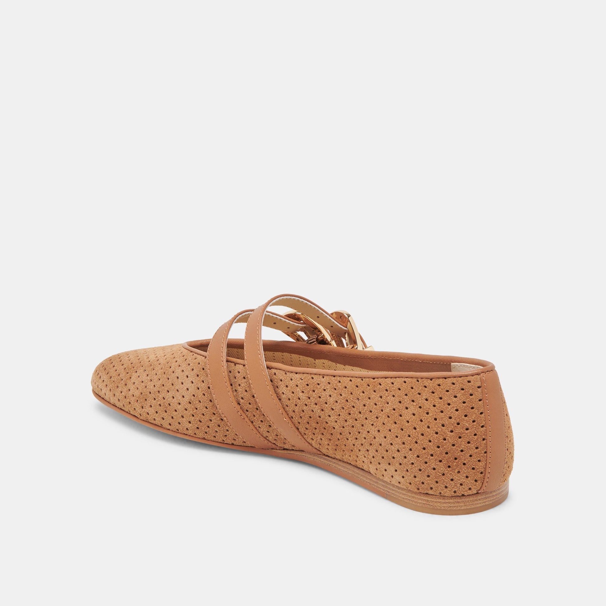 Baylee Pecan Perforated Suede Ballet Flats Dolce Vita