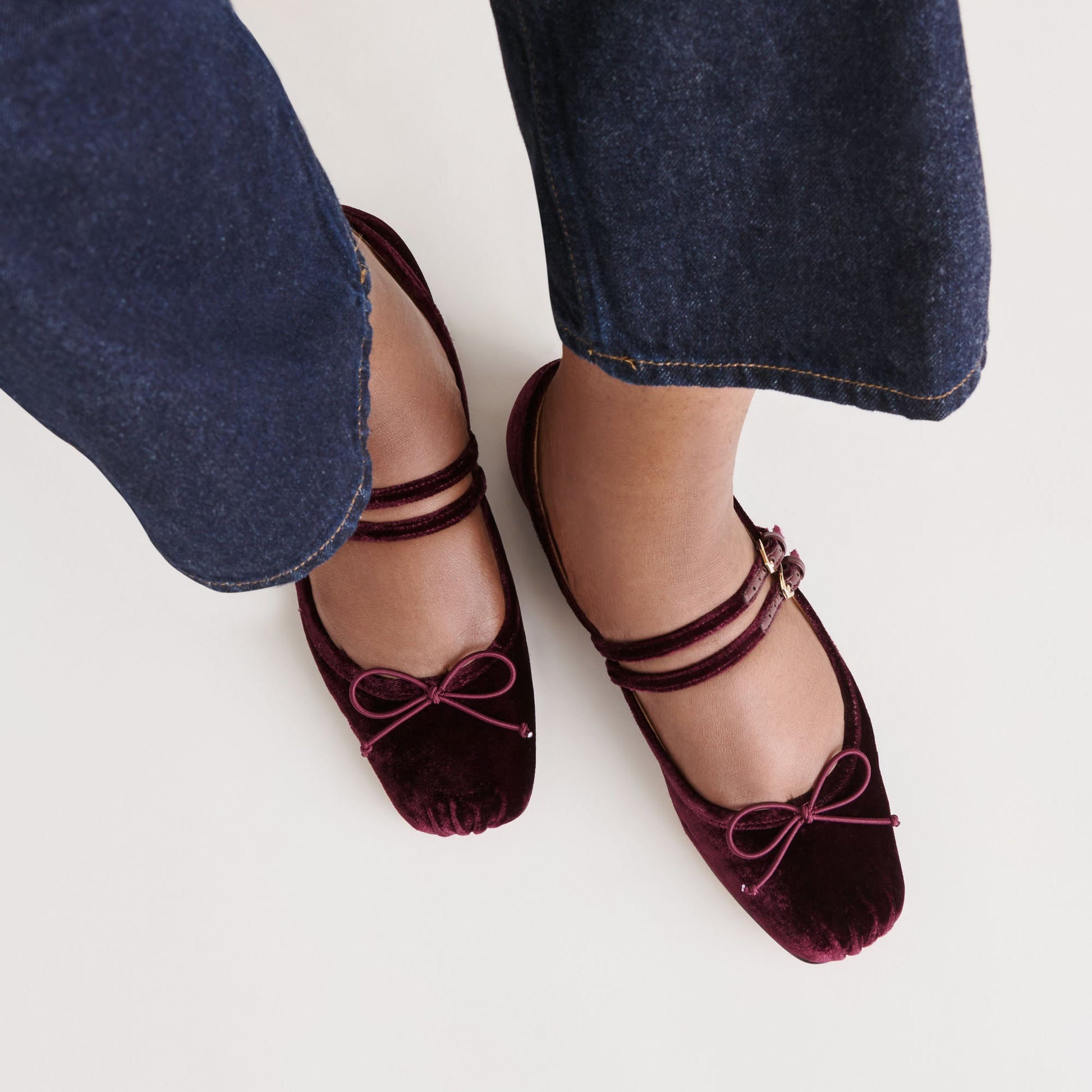 Gibsen Burgundy Velvet Ballet Flats Dolce Vita