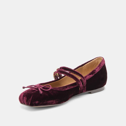 Gibsen Burgundy Velvet Ballet Flats Dolce Vita