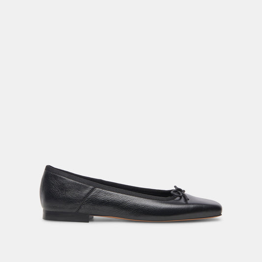 ANISA Wide Black Leather Ballet Flats Dolce Vita