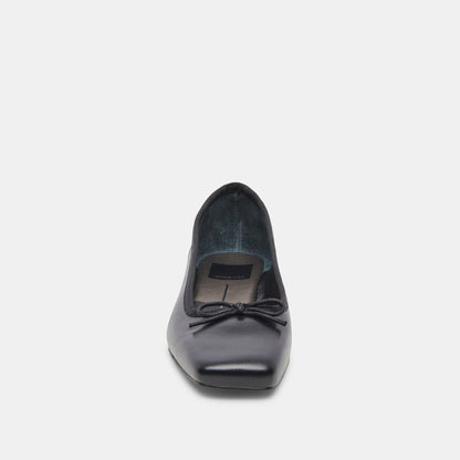 ANISA Wide Black Leather Ballet Flats Dolce Vita