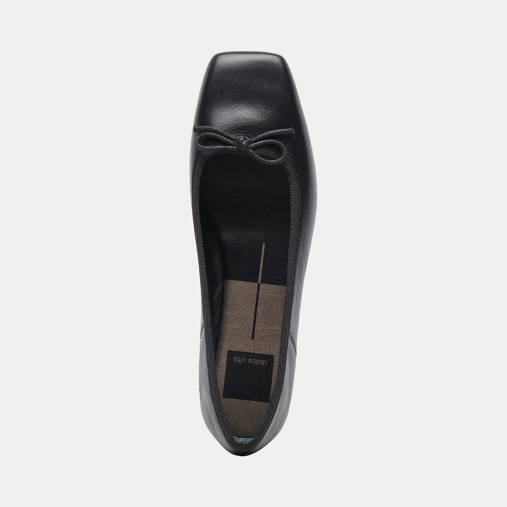 ANISA Wide Black Leather Ballet Flats Dolce Vita