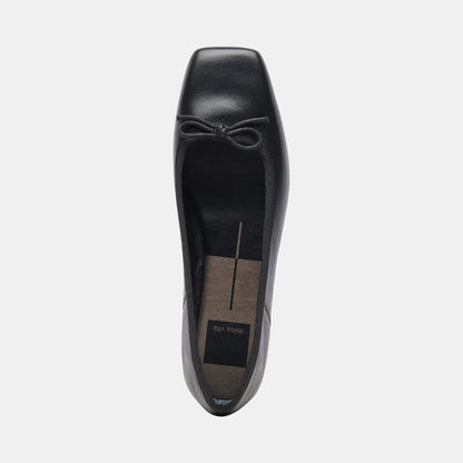 ANISA Wide Black Leather Ballet Flats Dolce Vita