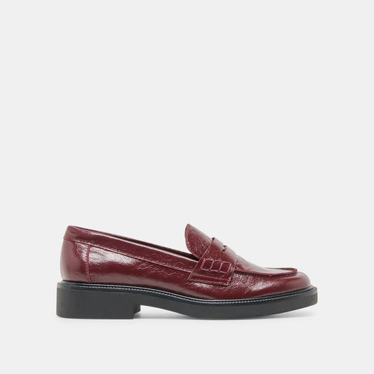 Tiggy Oxblood Crinkle Patent Loafers Dolce Vita