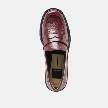 Tiggy Oxblood Crinkle Patent Loafers Dolce Vita