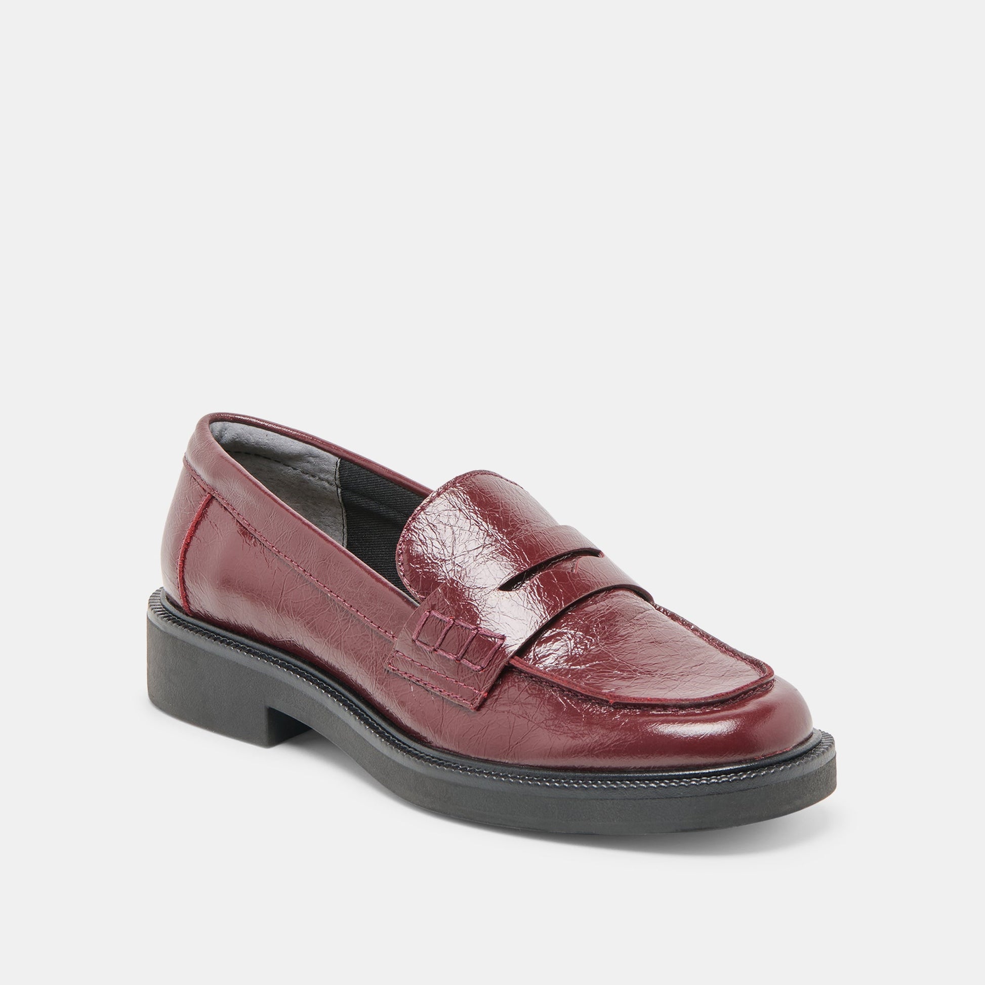 Tiggy Oxblood Crinkle Patent Loafers Dolce Vita