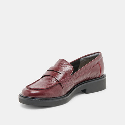 Tiggy Oxblood Crinkle Patent Loafers Dolce Vita