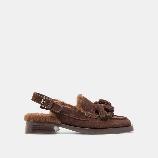 Hamlit Plush Dk Brown Suede Loafers Dolce Vita