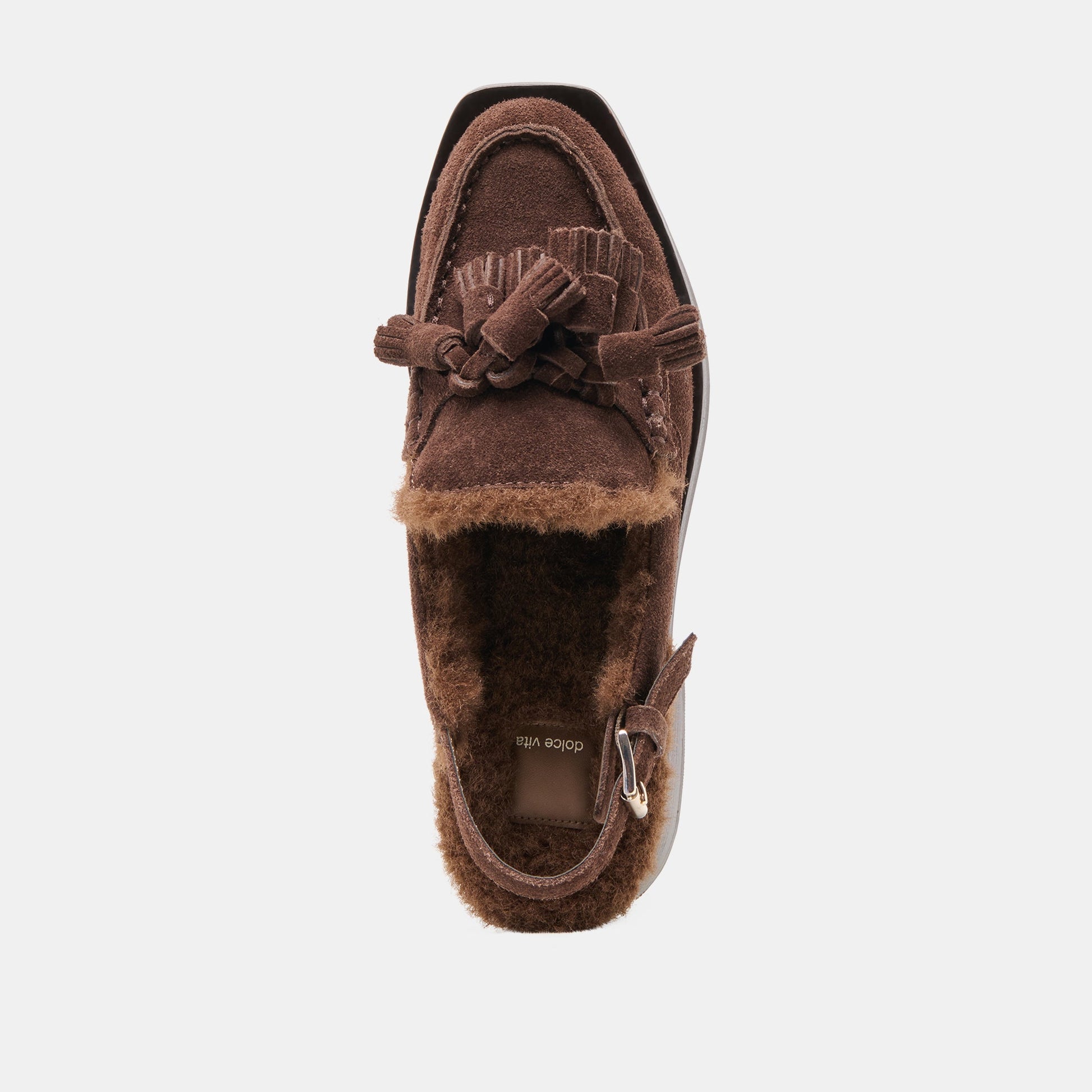 Hamlit Plush Dk Brown Suede Loafers Dolce Vita