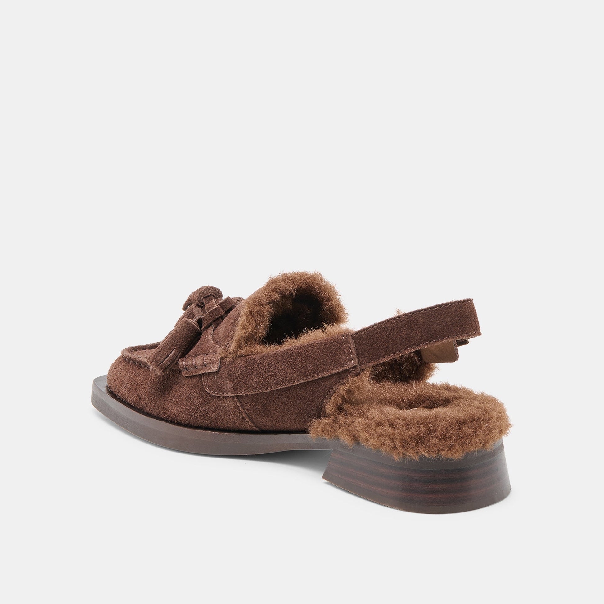Hamlit Plush Dk Brown Suede Loafers Dolce Vita
