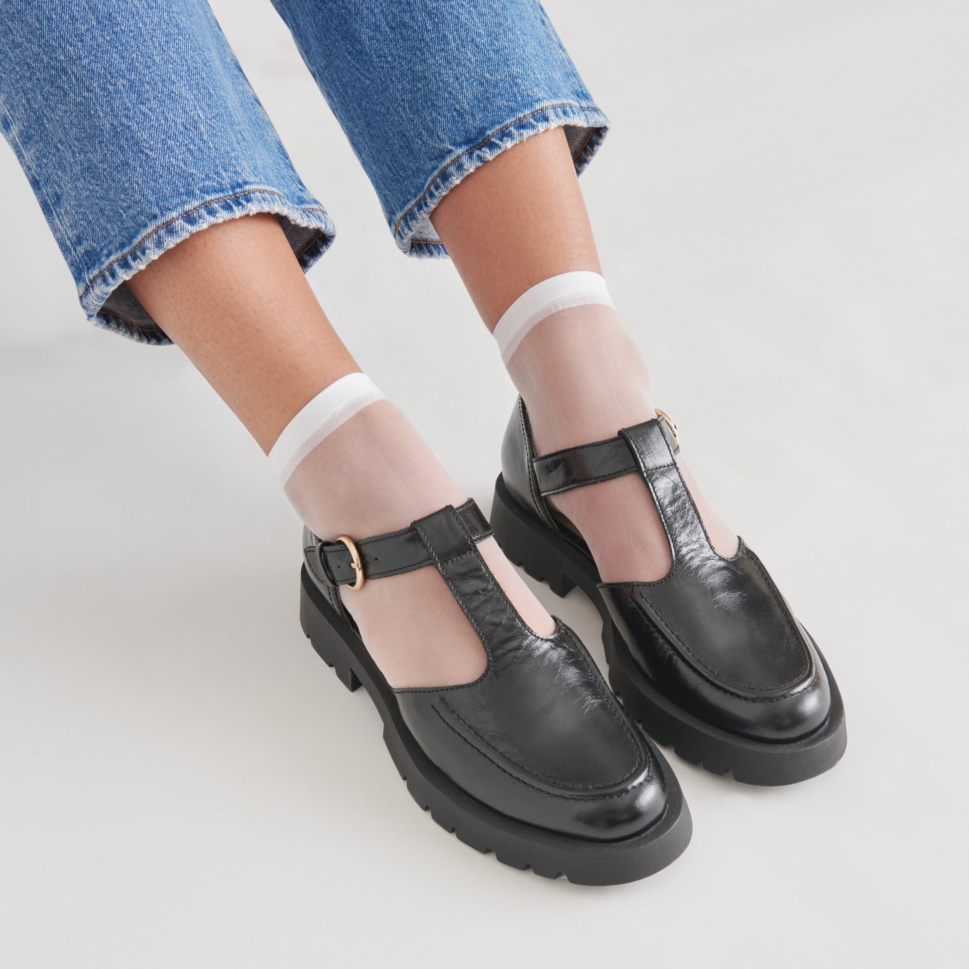 EMILIO FLATS MIDNIGHT CRINKLE PATENT LEATHER Dolce Vita