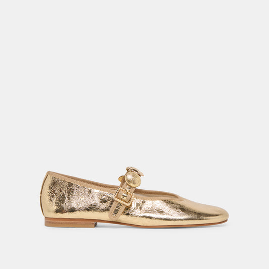 Relan Gold Distressed Leather Ballet Flats Dolce Vita