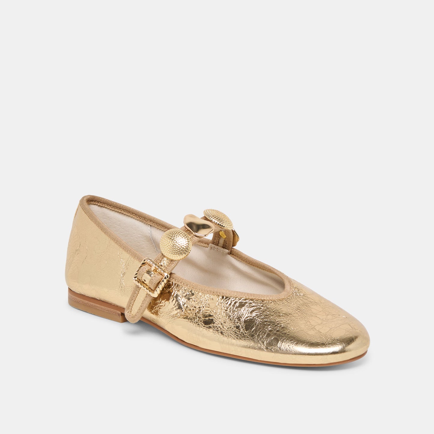 Relan Gold Distressed Leather Ballet Flats Dolce Vita