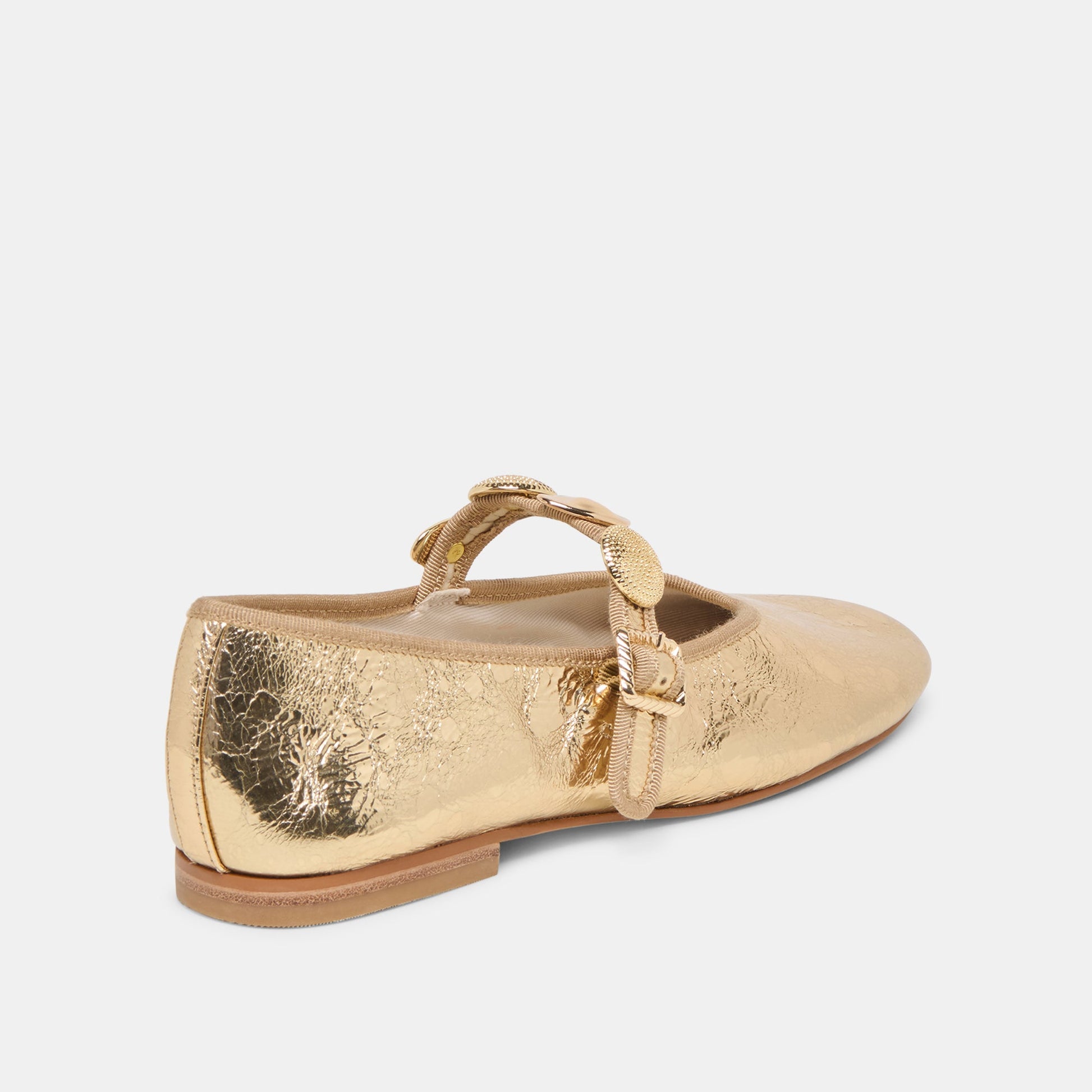 Relan Gold Distressed Leather Ballet Flats Dolce Vita