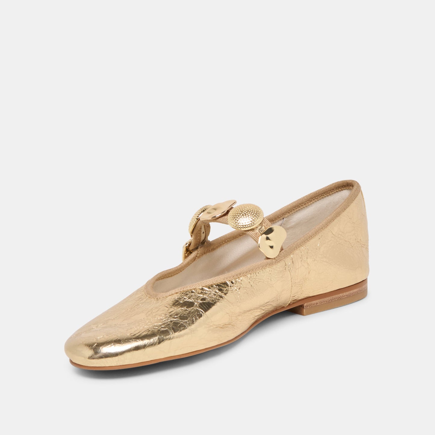 Relan Gold Distressed Leather Ballet Flats Dolce Vita