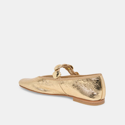 Relan Gold Distressed Leather Ballet Flats Dolce Vita