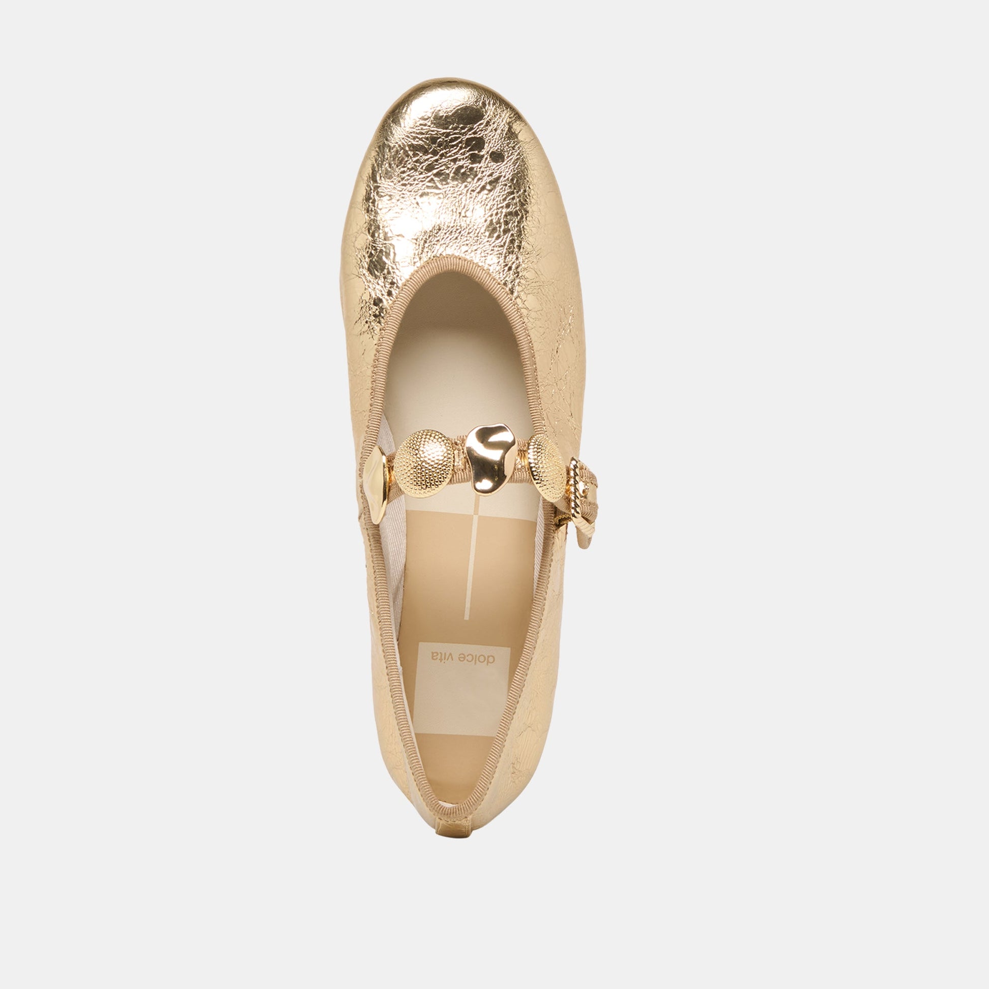 Relan Gold Distressed Leather Ballet Flats Dolce Vita