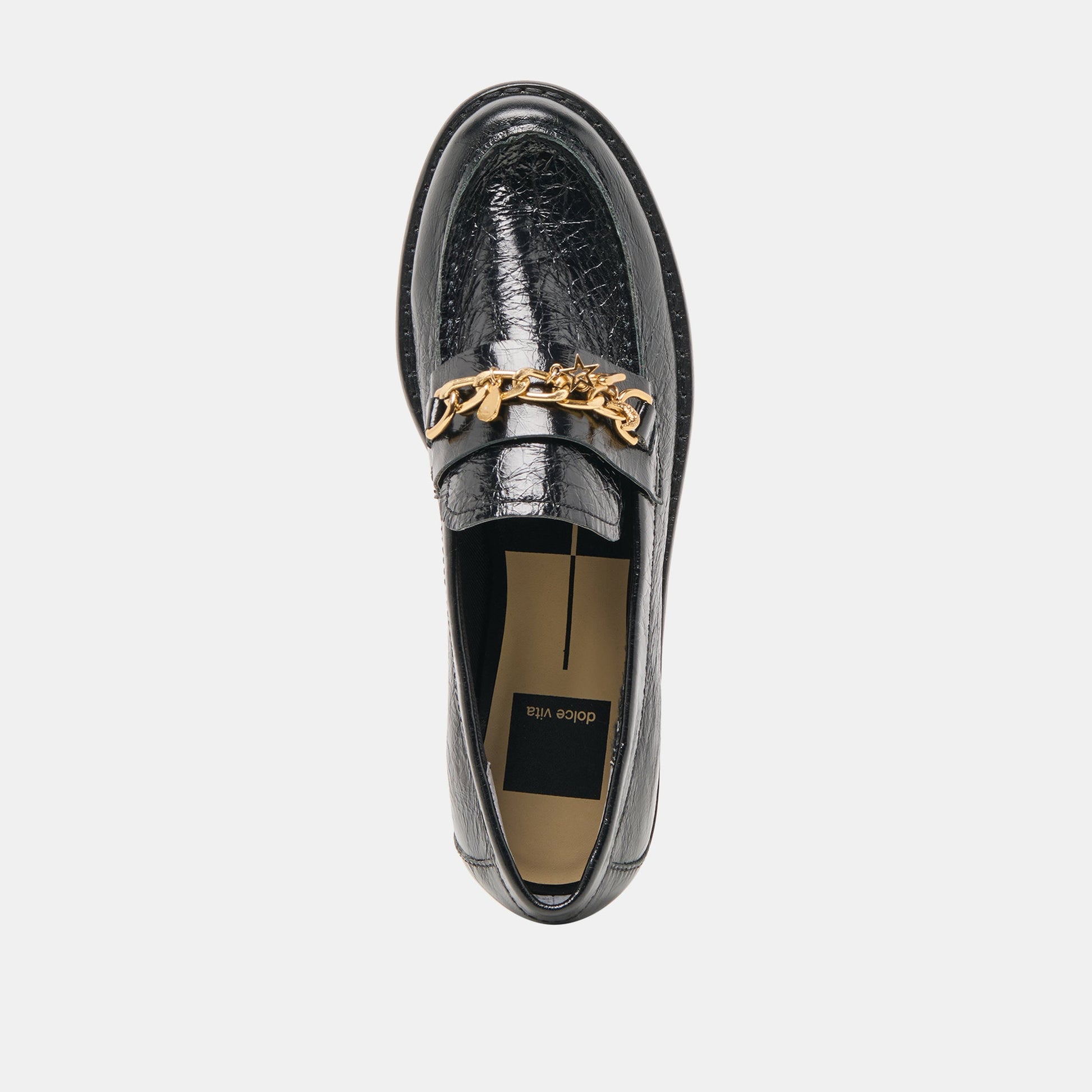 Waylen Midnight Crinkle Patent Loafers Dolce Vita