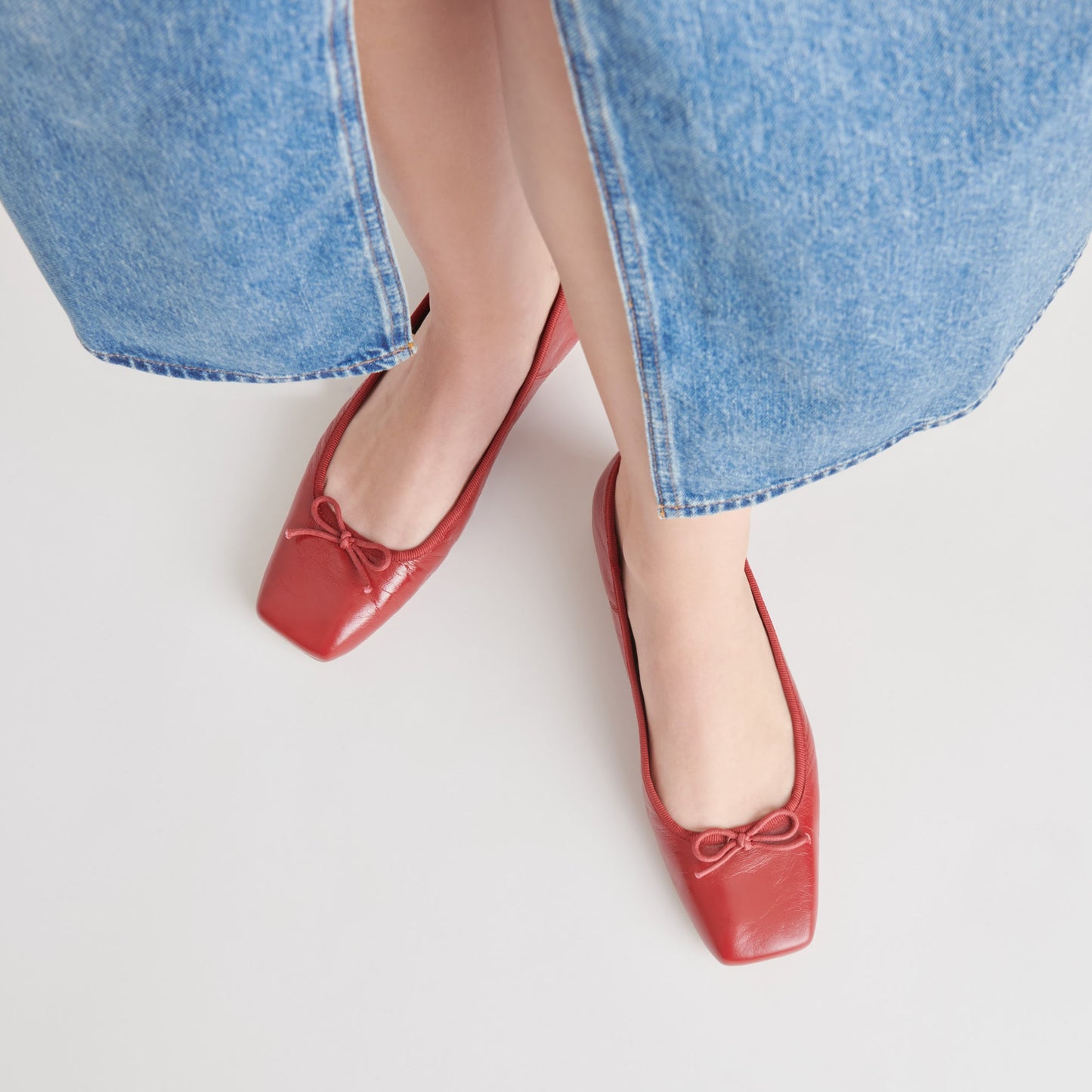 Anisa Ballet Flats RED CRINKLE PATENT Dolce Vita