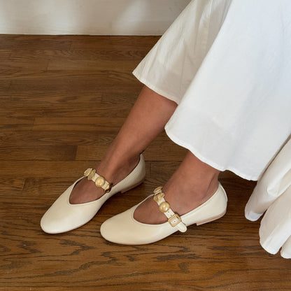 Relan Off White Leather Ballet Flats Dolce Vita