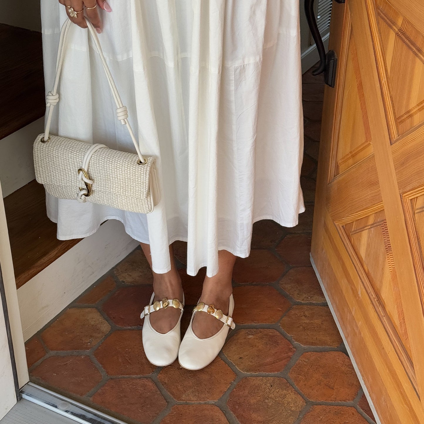 Relan Off White Leather Ballet Flats Dolce Vita