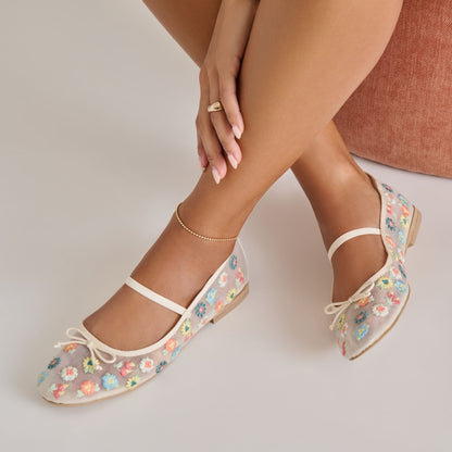 CADEL FLORAL BALLET FLATS IVORY FLORAL MESH Dolce Vita