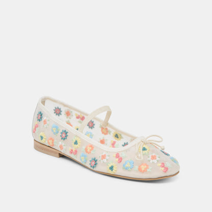 CADEL FLORAL BALLET FLATS IVORY FLORAL MESH Dolce Vita