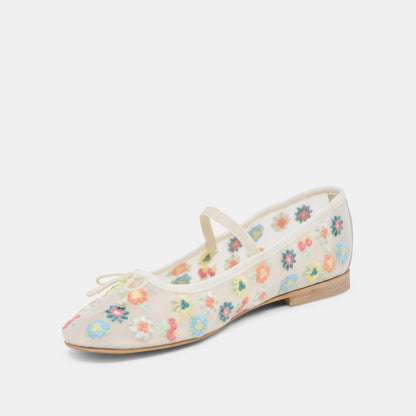 CADEL FLORAL BALLET FLATS IVORY FLORAL MESH Dolce Vita