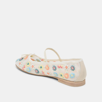 CADEL FLORAL BALLET FLATS IVORY FLORAL MESH Dolce Vita