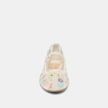 CADEL FLORAL BALLET FLATS IVORY FLORAL MESH Dolce Vita