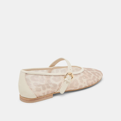 ROSLYN BALLET FLATS WHITE LEOPARD MESH Dolce Vita