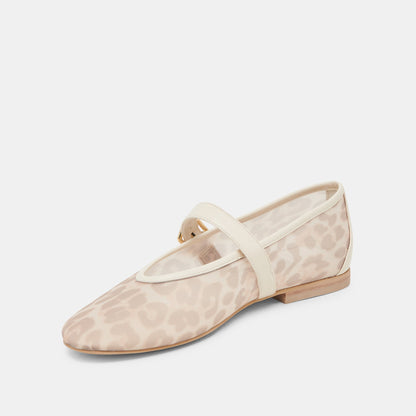 ROSLYN BALLET FLATS WHITE LEOPARD MESH Dolce Vita