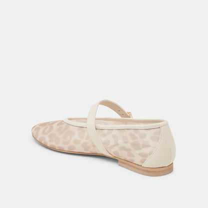 ROSLYN BALLET FLATS WHITE LEOPARD MESH Dolce Vita