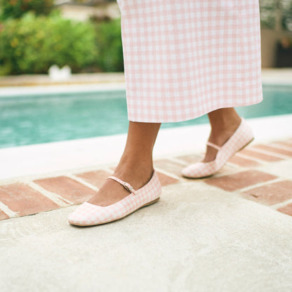 Reyes X Byrdie Golf Pink Plaid Gingham Ballet Flats Dolce Vita