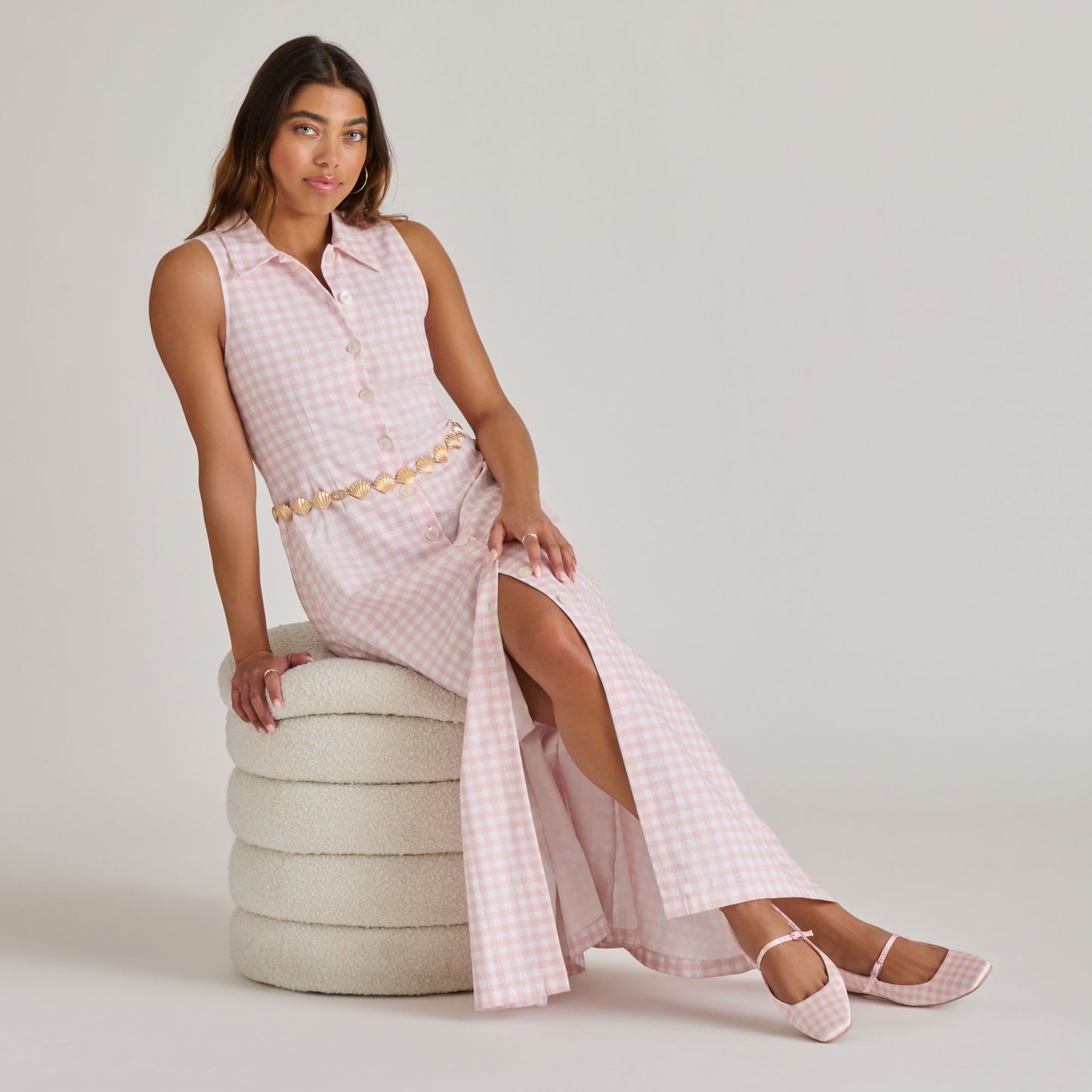 Reyes X Byrdie Golf Pink Plaid Gingham Ballet Flats Dolce Vita