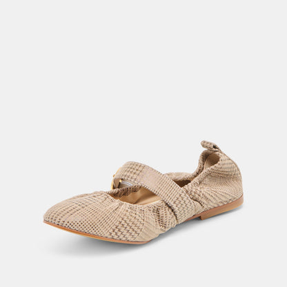 Caely Herringbone Printed Suede Ballet Flats Dolce Vita