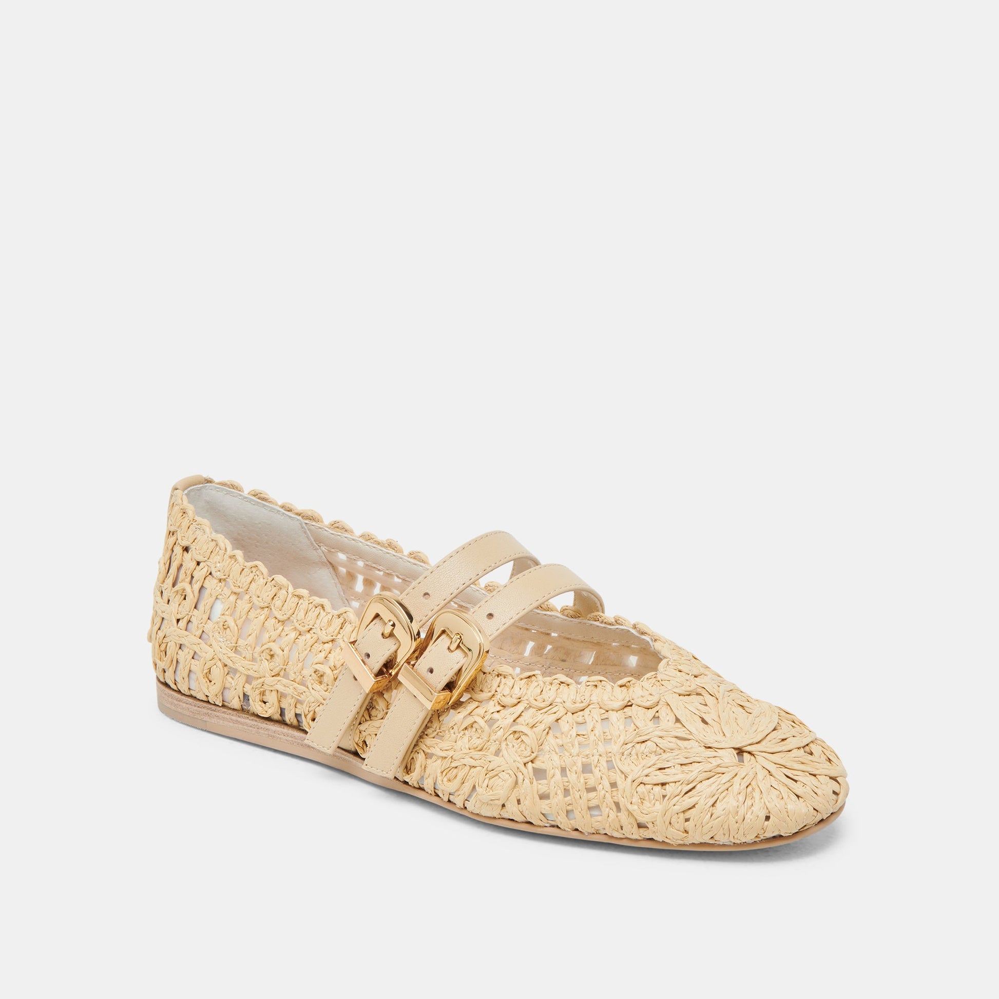 BAYLEE SUNFLOWER WIDE BALLET FLATS LT NATURAL MACRAME Dolce Vita