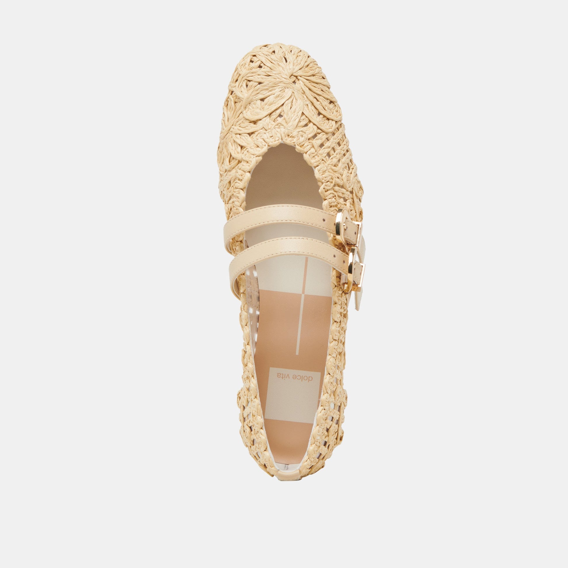 BAYLEE SUNFLOWER WIDE BALLET FLATS LT NATURAL MACRAME Dolce Vita