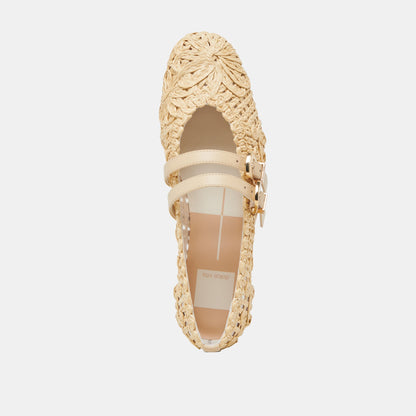 BAYLEE SUNFLOWER WIDE BALLET FLATS LT NATURAL MACRAME Dolce Vita