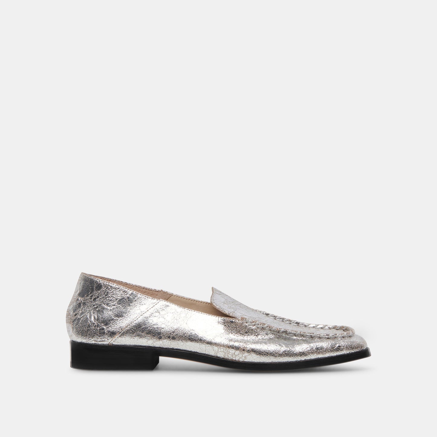 Beny Flats Silver Distressed Leather Dolce Vita
