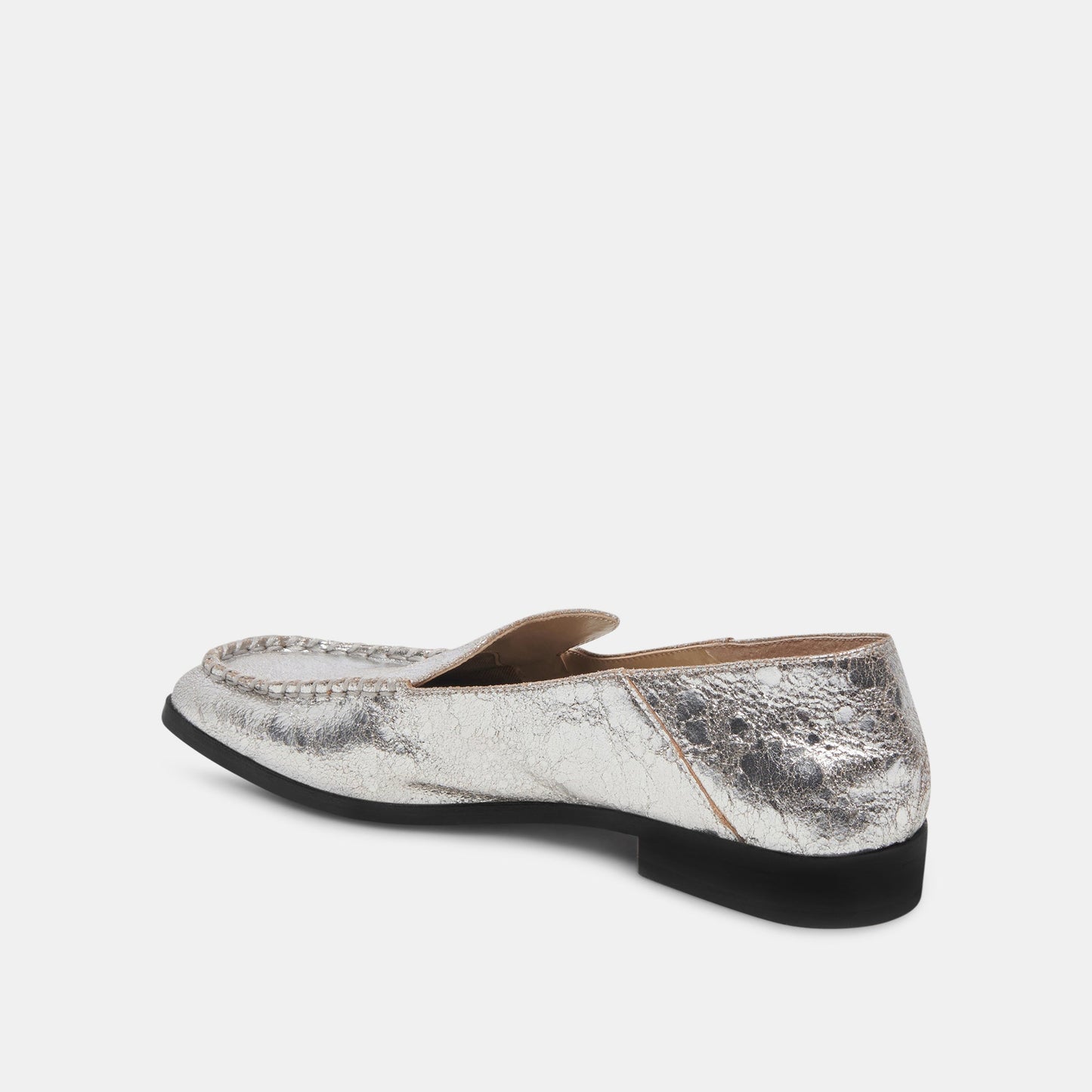 Beny Flats Silver Distressed Leather Dolce Vita