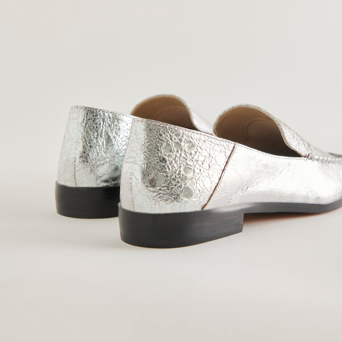 Beny Flats Silver Distressed Leather Dolce Vita