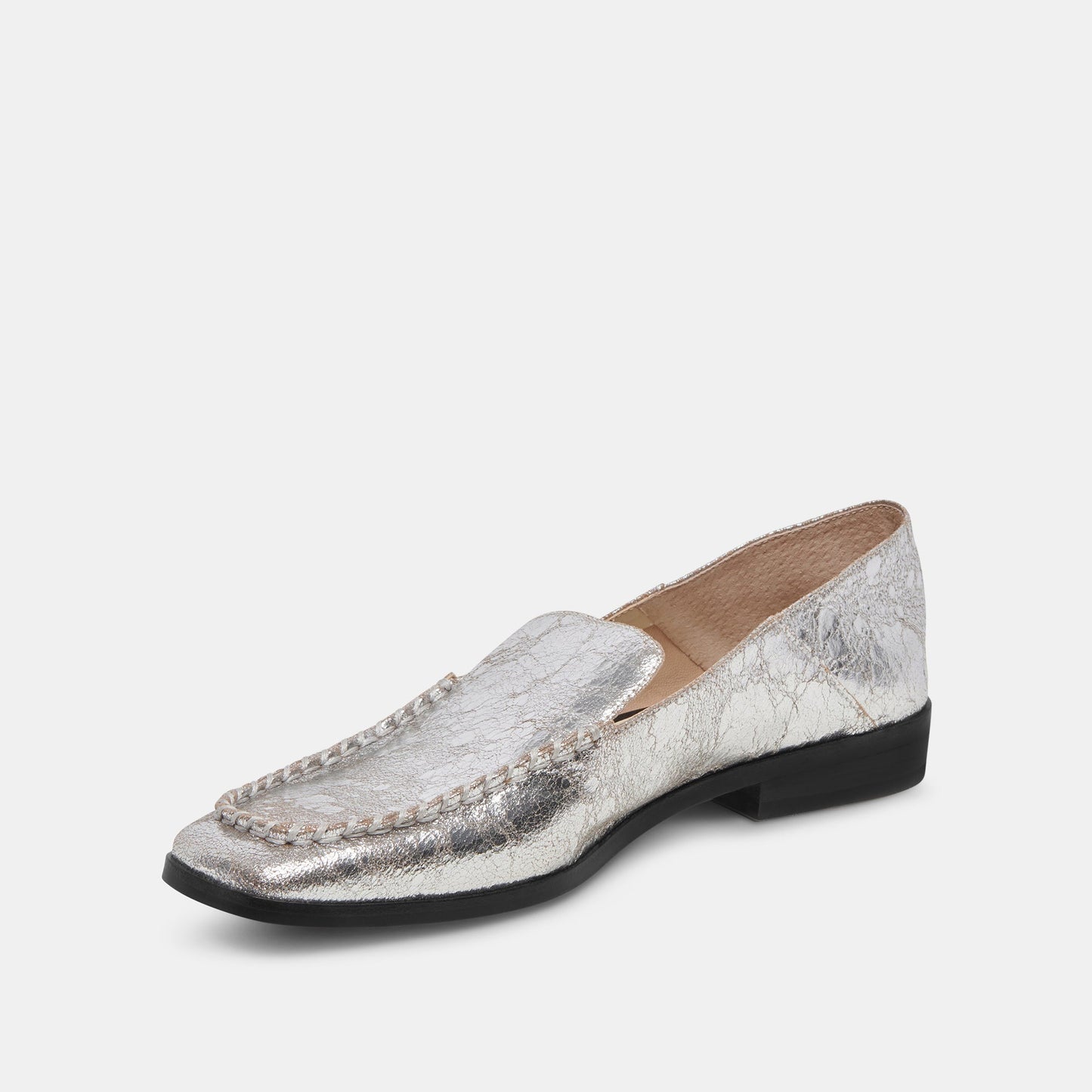 Beny Flats Silver Distressed Leather Dolce Vita