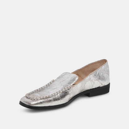 Beny Flats Silver Distressed Leather Dolce Vita