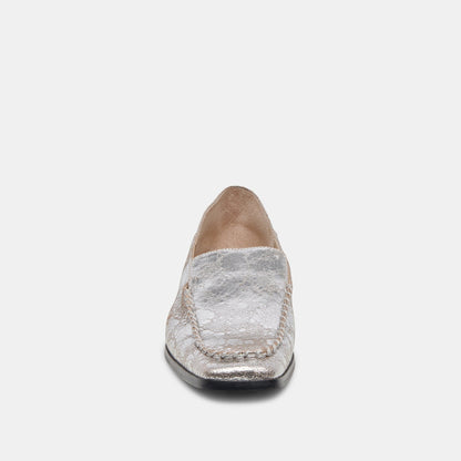 Beny Flats Silver Distressed Leather Dolce Vita