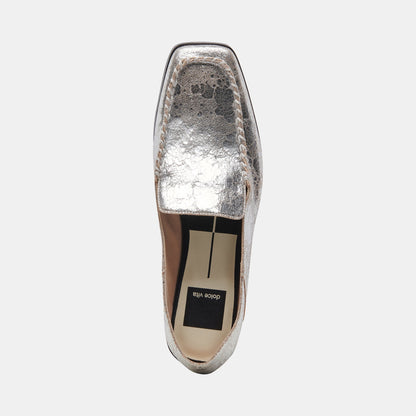 Beny Flats Silver Distressed Leather Dolce Vita