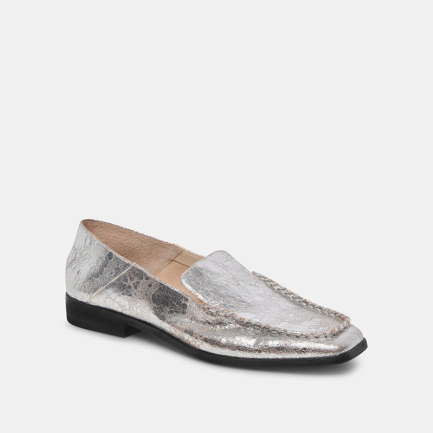 Beny Flats Silver Distressed Leather Dolce Vita